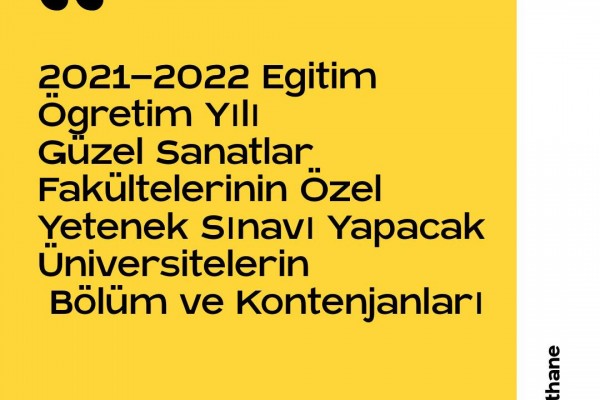 2021 YILI ÖZEL YETENEK SINAVIYLA ÖĞRENCİ ALIMI YAPACAK OLAN  GÜZEL SANATLAR FAKÜLTELERİNİN  BÖLÜM VE KONTENJANLARI 